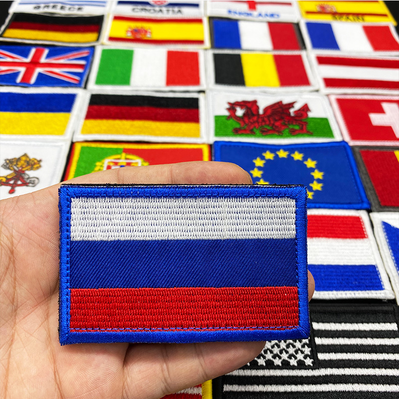 Rucksack Military Style - ประเทศธงปัก Hook Loop Patch รัสเซียสเปนตุรกีฝรั่งเศส EU